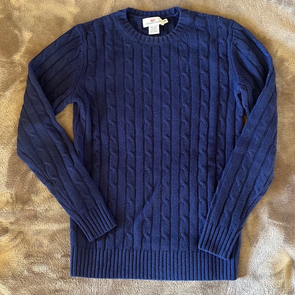 Vineyard Vines navy blue cable-knit sweater, size XS